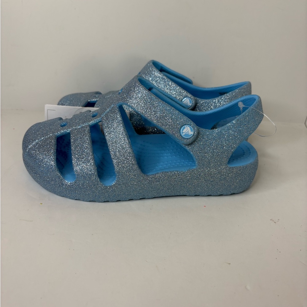 NWT CROCS kids Classic Fisherman Glitter Mist
Sparkly Blue Sandals size US J2 - Picture 3 of 10